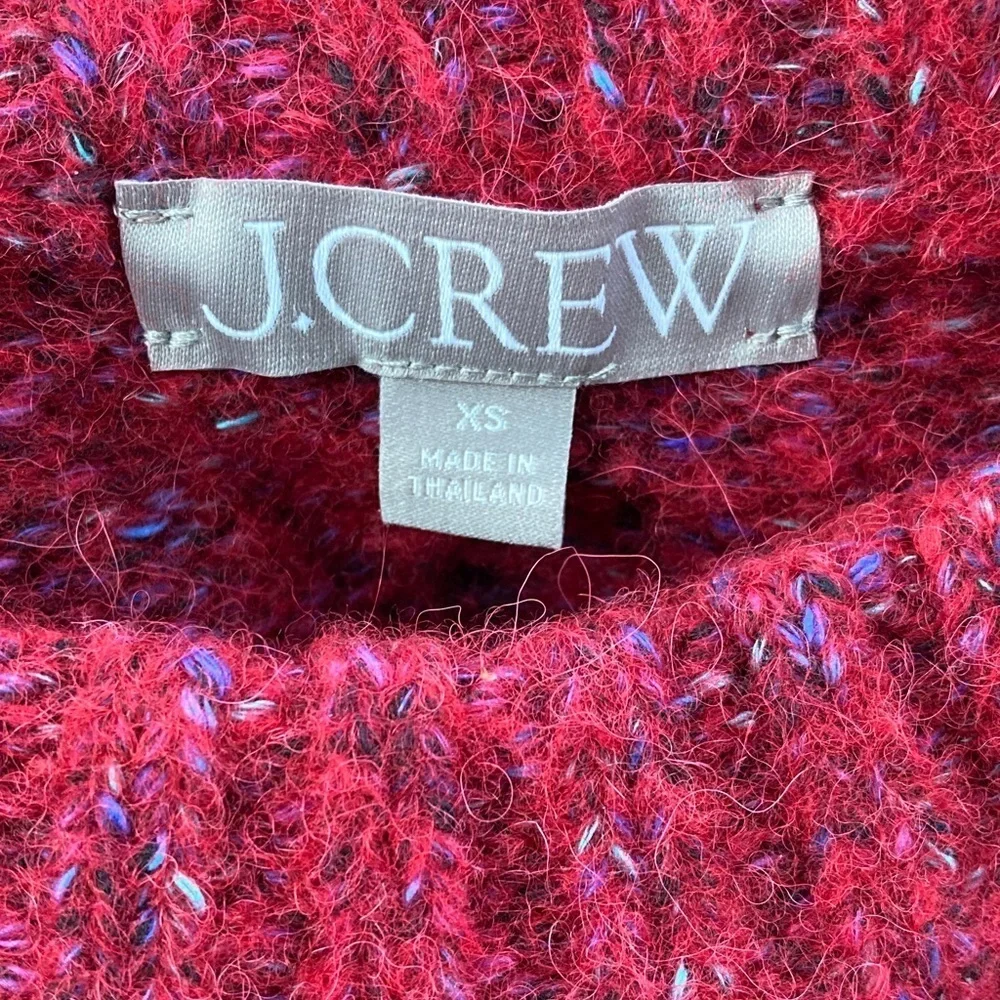 J. Crew Relaxed Crewneck Pullover NWOT Red Multi Wool Oversized Women’s XS